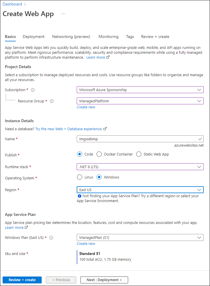 Create web app blade