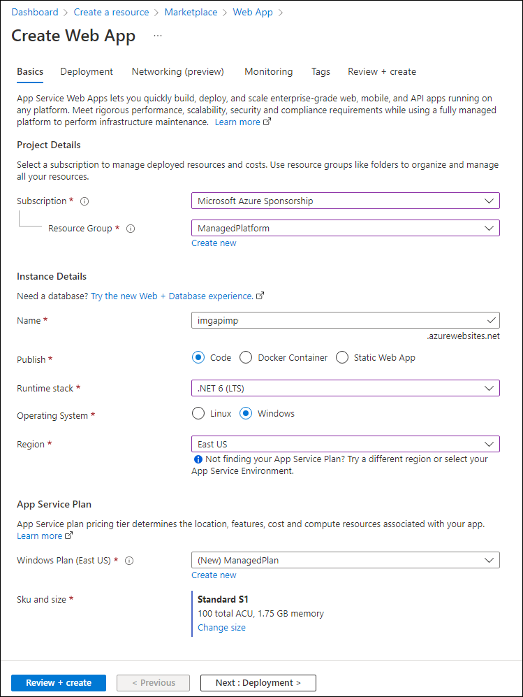 Create web app blade